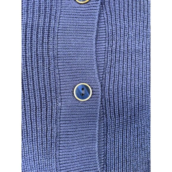 ModCloth Cardigan Womens S Navy Rainbow Trim Button Front Cropped Sweater Casual - Picture 3 of 8